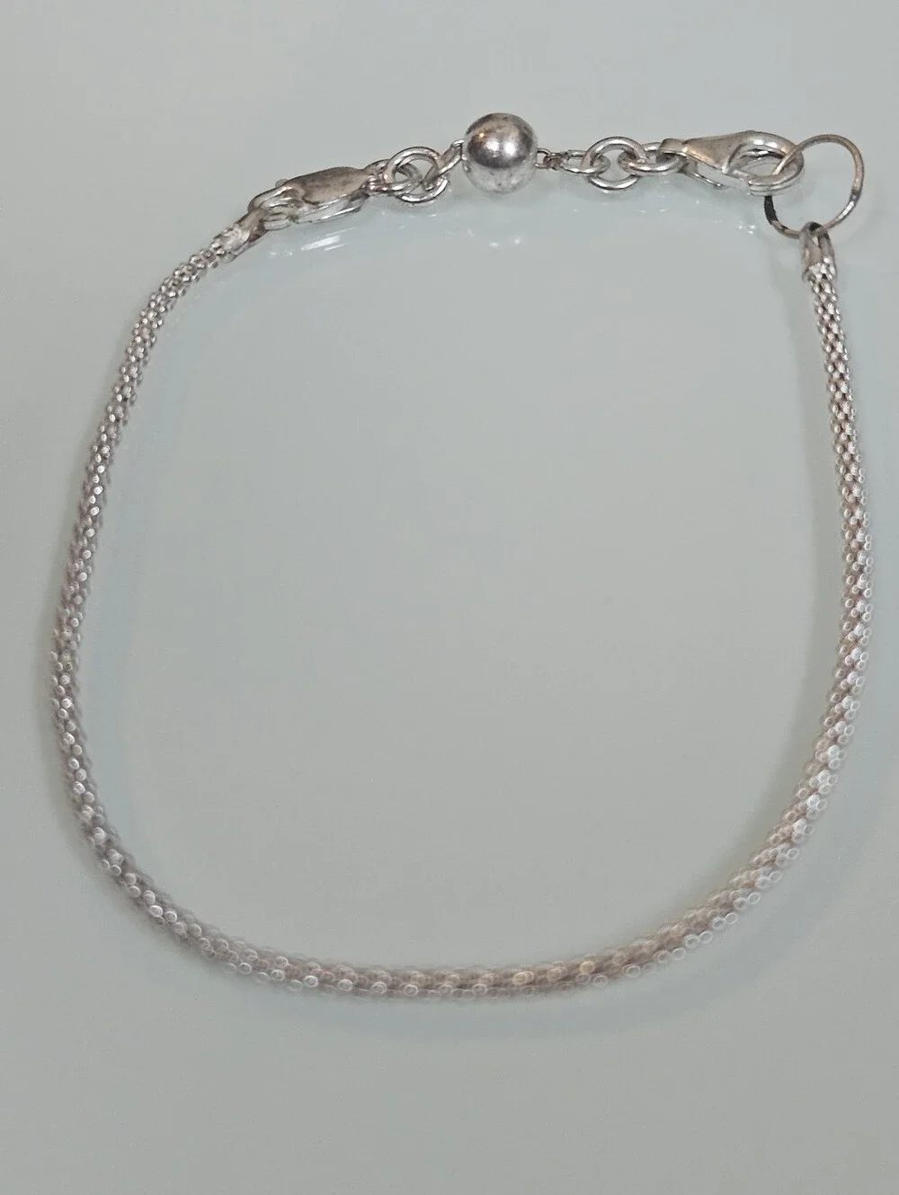 925 Popcorn Link Sterling Silver Bracelet 6.5
